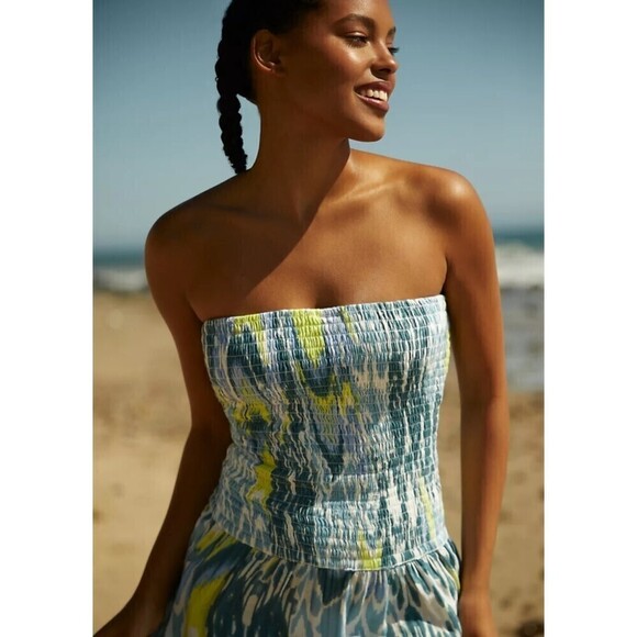 NWT By Anthropologie Reversible Smocked Mini Dress, LP - Picture 4 of 10